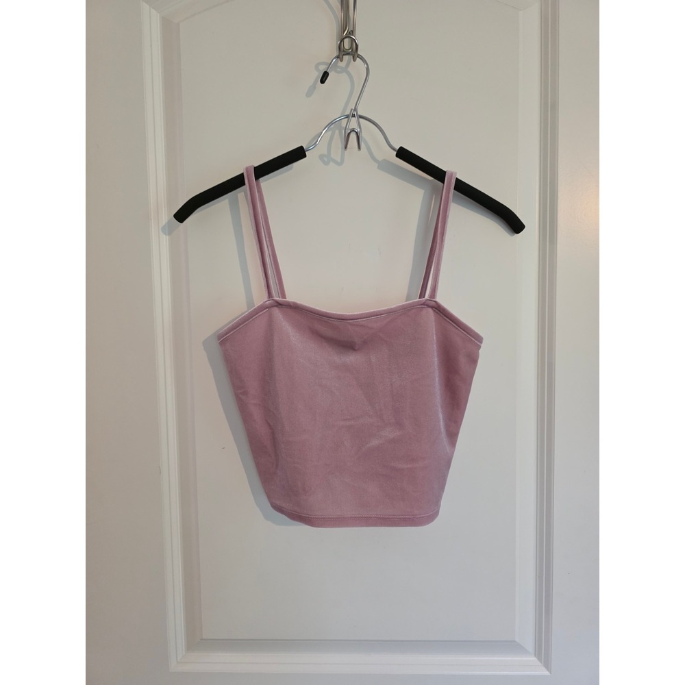 Forever 21 Pink Velvet Crop Top Spaghetti Strap Cami Small Retro Layering Y2K